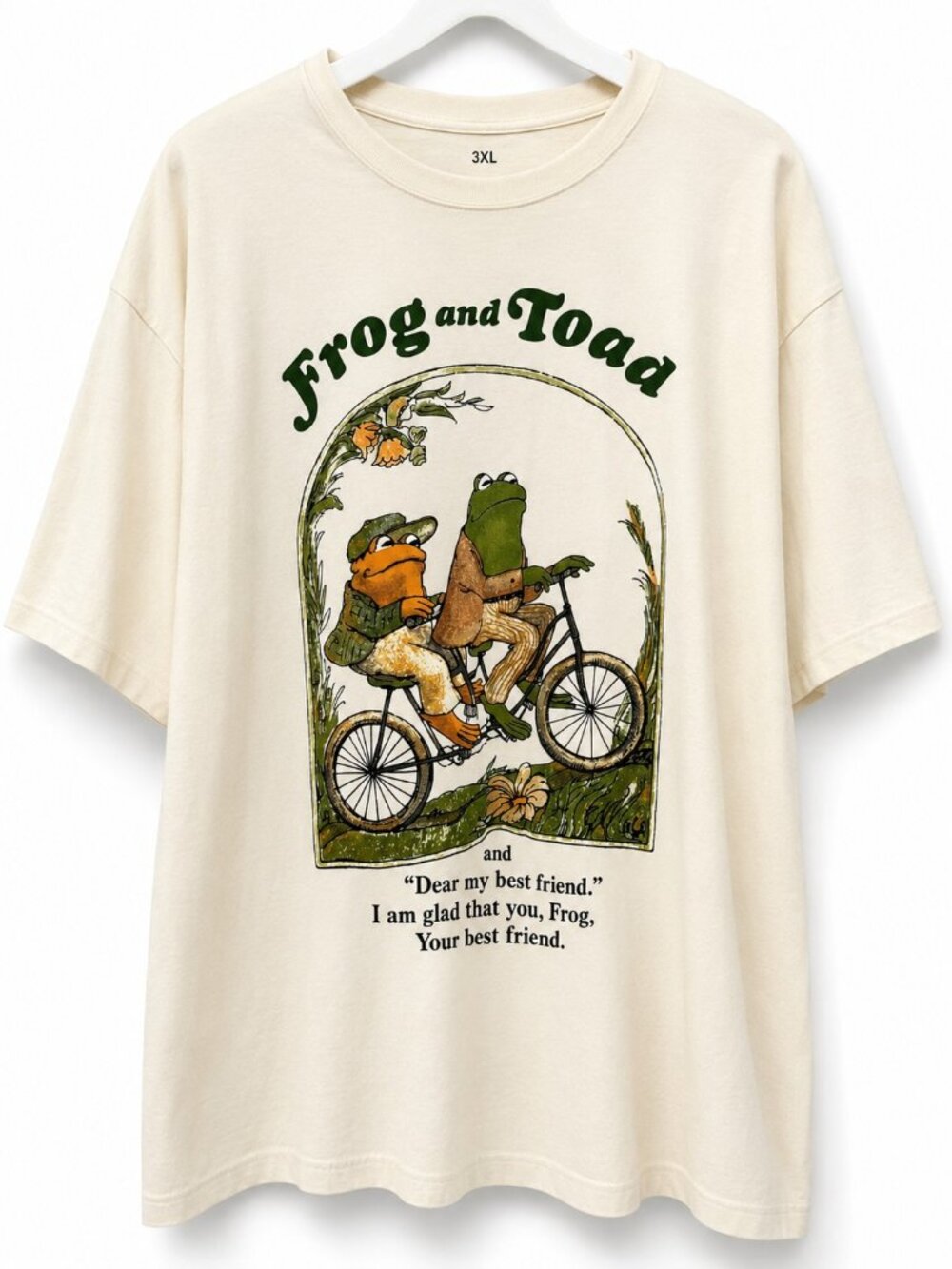 Frog and Toad Graphic Tee 3X Cream Oversized Short Sleeve Book Lover